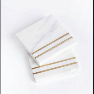 Ensemble de sous-verres en bois naturel et marbre, tapis de table antidérapants pour la protection des verres à café et à vin, finition polie, vaisselle, dessous de verre - Product Image 2
