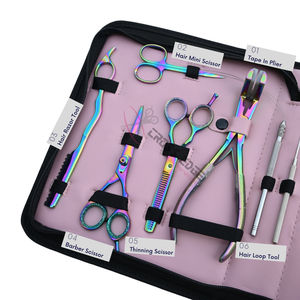 Premium Rainbow Hair Extension Tool kit with 3 Hole Bead Crimper Flat Tip Plier Keratin <b>Cutter</b> Hook Threader Trimming Scissors - Product Image 3