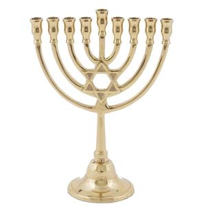 Hecho a mano Vintage Hannukah Menorah Metal Classic Star Candle Stand Pulido Religioso INS Diseño - Product Image 1