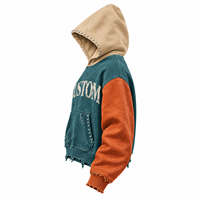 Sweat-shirt à capuche unisexe personnalisé avec logo, coupe oversize courte, style streetwear hiver, poche en polaire, manches classiques, 100% coton