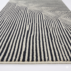 Tapis floral tufté à la main en laine noire et ivoire DECORDEC, antidérapant, écologique, à poils épais pour chambre, salon et intérieurs d'hôtels - Product Image 2