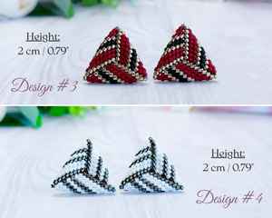 Pendientes Triangulares Negros y Blancos, Pequeños Pendientes Geométricos Monocromáticos, Regalo para Mujer, Pendientes Minimalistas con Cuentas - Product Image 4