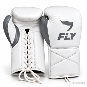Gants de boxe professionnels en cuir blanc avec fermeture à lacets pour adultes, conçus pour l'entraînement, respirants - Product Image 1