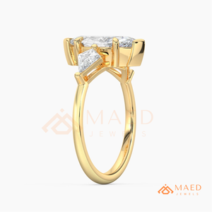 แหวนหมั้นทอง 14K ประดับมอสซาไนต์ทรงมาร์คีส์ แหวนแต่งงานสามเม็ด เครื่องประดับเจ้าสาว ของขวัญสำหรับผู้หญิง สินค้าหรูหราจากสหรัฐอเมริกา - Product Image 6