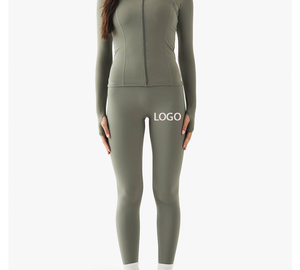 Pantalons de yoga et de fitness en nylon élasthanne avec logo personnalisé, taille haute élastique, plissés, longs leggings décontractés pour femmes, taille XL, OEM - Product Image 1