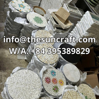 Caja Redonda Premium Hecha a Mano con Incrustaciones de Madreperla Colorida y Patrón de Mosaico Floral para Regalos de Lujo para Ramadán y Eid