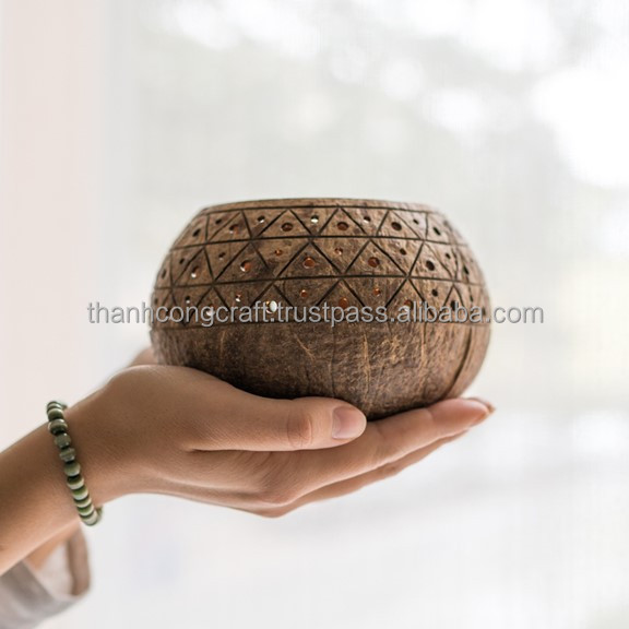 Hot trending Handmade coconut tealight candle holder, Coconut shell bowls for candle holder