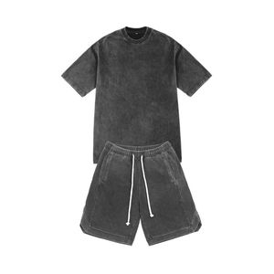 Conjunto de 2 piezas teñido en la prenda en tonos tierra, conjunto corto marrón de ajuste relajado, conjunto de tela gruesa, conjunto streetwear, conjunto coordinado, conjunto coordinado de verano - Product Image 5
