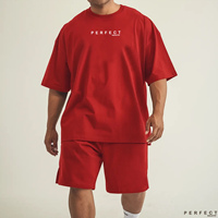 Ensemble 2 pièces d'été décontracté et respirant pour homme en jersey 100 % coton, avec t-shirt et short, 650g, personnalisable
