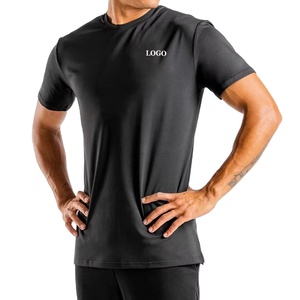 Venta al por mayor de ropa activa, Camiseta de algodón y poliéster para hombres, ropa deportiva con logotipo personalizado, medias de entrenamiento, camiseta de manga corta con cuello redondo - Product Image 1