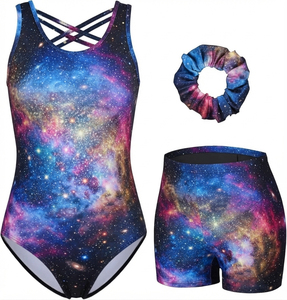 Nuevo Leotardo de Gimnasia 2026 para Competencia y Entrenamiento, Verde con Decoración de Pedrería y Estampado por Transferencia Térmica - Product Image 6