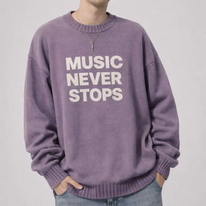 Pull en tricot épais unisexe surdimensionné, impression/logo personnalisé, jacquard, col rond, tricot d'automne, 100% acrylique, ODM, à carreaux - Product Image 1