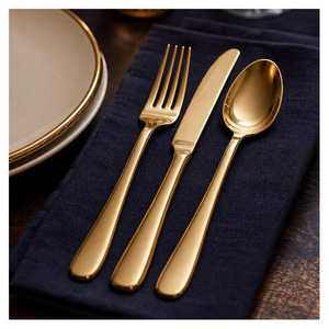 Ensemble de couverts en acier inoxydable de qualité supérieure avec manche martelé de luxe, poli miroir, forgé, pour table de mariage royal - Product Image 4