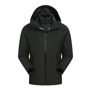 Veste à capuche unisexe haut de gamme 3-en-1 respirante, imperméable, coupe-vent, grande taille, écologique, fermeture éclair, coutures thermosoudées 3 couches - Product Image 6