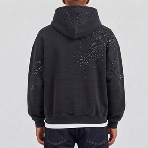 Hot Sale New Arrival Men Eco-Friendly Fleece <b>Rhinestone</b> Hoodie Unique Style Breathable Cotton Blended Men <b>Rhinestone</b> <b>Hoodies</b> - Product Image 2