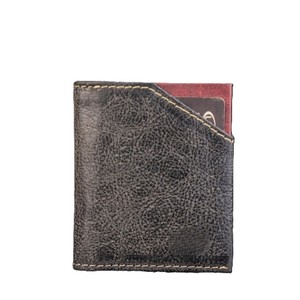 Minimalist Black Genuine Leather Men Wallet Textured Front Pocket Card Holder Ultraslim <b>Bifold</b> Center Cash Slot Short Mini <b>Purse</b> - Product Image 1