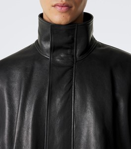 Blouson Bomber en Cuir PU Noir pour Homme, Col Montant, Fermeture Éclair, Style Moto Biker, Coupe Classique, Couleur Unie, Vêtement d'Automne - Product Image 5