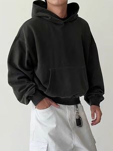 เสื้อฮู้ดโอเวอร์ไซส์แบบยูนิเซ็กซ์ สีเขียวล้วน ผ้าถัก สวมใส่สบายๆ สำหรับฤดูใบไม้ร่วง ทรงปกติ แขนยาว มีกระเป๋า - Product Image 5