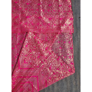 Sari traditionnel en coton Jamdani pour femmes, longueur au sol, style ethnique indien pakistanais, pour mariage, bleu avec motifs colorés - Product Image 6