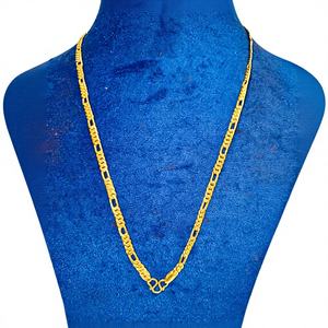 Collier chaîne à maillons fantaisie en or jaune massif 22 carats pour hommes et femmes, fermoir en forme de S, bijoux fins traditionnels indiens - Product Image 1