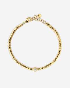 Custom Bezel Round Lab Grown Diamond Station Ball <b>Beaded</b> <b>Bracelets</b> Minimalist Dainty Luxury Jewelry Wholesale 14K 18K Solid Gold - Product Image 3