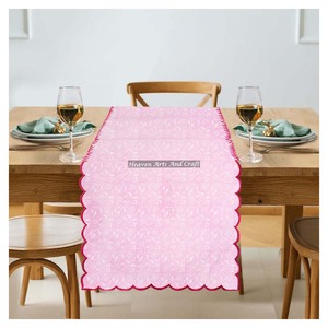100% Pure Cotton Traditional Hand Block Print Embroidery Edge Bohemian <b>Table</b> <b>Runner</b> Newest Floral Design <b>Wedding</b> Home - Product Image 2