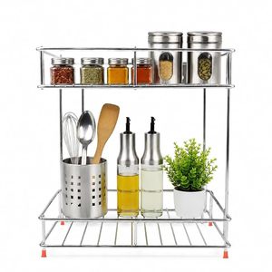 Estante de Almacenamiento Metálico Moderno para Montar en la Pared, Organizador de Cocina de Dos Niveles - Product Image 3