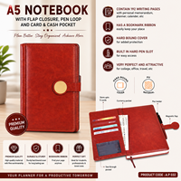 Agenda B5 Daté avec Couverture en PU, Reliure Cousue, Marque-page en Ruban, Porte-stylo, Pages d'écriture 64 GSM, Carnet Calendrier 2026