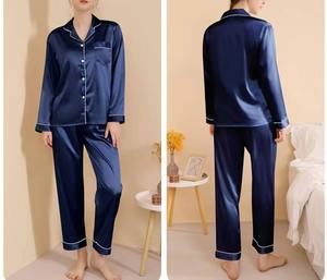 Conjunto de pijama de verano para mujer, moderno, personalizado, cómodo, de color sólido, manga larga, talla grande, transpirable y suave. Ropa de dormir para mujer. - Product Image 5