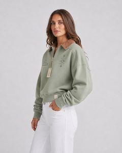 เสื้อสเวตเชิ้ตผู้หญิง Silk Road สีเทา คอปกพับได้ ซิปครึ่งตัว ผ้าคอตตอนผสม น้ำหนัก 240 กรัม ป้องกันขนร่วง ทรงพอดีตัว สำหรับฤดูร้อน - Product Image 2