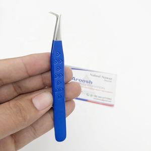 แหนบถอนขนตาสแตนเลสสตีลแข็งแบบมืออาชีพ90องศาอุปกรณ์ต่อขนตาสีฟ้าดีไซน์รูปหัวใจ - Product Image 3