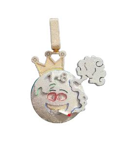 จี้เพชรรูปโลกโมอิสสีเงินสเตอริ925 - Product Image 1