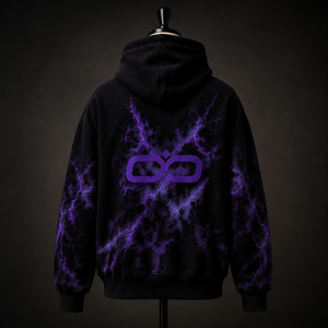 Sudadera con Capucha Negra Personalizada Premium para Hombre, con Estampado de Rayos Púrpura, Fabricante Mayorista, Alta Calidad, Talla Grande, Deportiva - Product Image 6