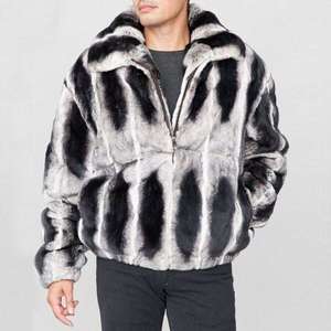 2026 New Design <b>Men's</b> Winter Fur <b>Jacket</b> Casual Fashion Real Rex Rabbit Fur Overcoat with <b>Long</b> Zipper Real Fur Coat Bomber Style - Product Image 1
