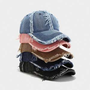 Casquette de baseball rétro en jean souple à visière, style décontracté, pour couple, protection solaire - Product Image 1