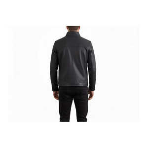 Chaqueta de Cuero Leathertex para Hombre, Estilo Clásico Motorway Cafe Racer, Manga Larga, en Cuero Negro con Protección Contra el Viento - Product Image 3