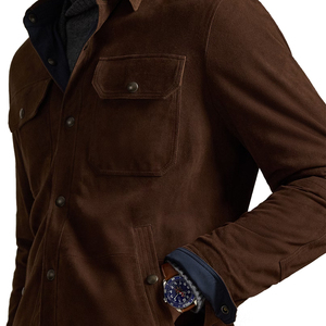 Premium Lightweight Reversible <b>Suede</b> Taffeta Shirt <b>Jacket</b> Men Luxury Overshirt OEM Custom Heritage Minimal Outerwear Midweight - Product Image 6