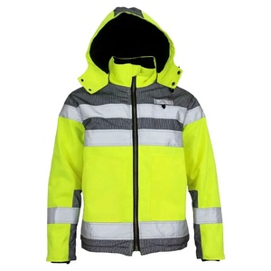 Wholesale Coated Hi Vis Waterproof Quilted Hooded Safety <b>Jackets</b> Unisex Custom Front Logo Industrial Safety <b>Jacket</b> For <b>Man</b> - Product Image 4