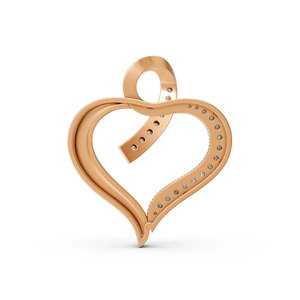 Colgante de Corazón Bicolor de Oro de 14 Quilates con Diamante Cultivado en Laboratorio de 0.33 CTW, Certificado IGI, Regalo de Boda, Diseño Curvo Moderno, Chapado en Rodio Amarillo - Product Image 2