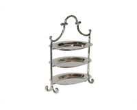 Élégant support à dessert argenté à 3 niveaux, plateau de service vertical en métal poli miroir pour le goûter et les événements festifs