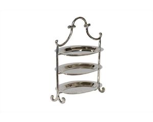 Élégant support à dessert argenté à 3 niveaux, plateau de service vertical en métal poli miroir pour le goûter et les événements festifs - Product Image 5