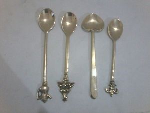 Juego de Cubiertos de Latón Plateado, 3 Piezas, Cuchara, Tenedor y Cuchillo de Lujo, Resistentes al Deslustre, para Regalo de Boda - Product Image 6