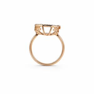 14K Rose Gold <b>Opal</b> Diamond Halo <b>Ring</b> for Women Elegant Leaf Design Wedding Party Gift Fine Jewelry High Polish Finish - Product Image 3