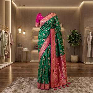 Sari de Seda Banarasi de Diseño de Última Moda y Calidad Premium para Damas, Disponible a un Precio Accesible desde India - Product Image 5