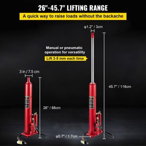 8 tonnellate/17363 libbre di capacità idraulica/pneumatica manuale di selezione a pistone singolo pompa a Base di Clevis per Garage/gru per negozi sollevatore motore - Product Image 3