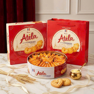 Butter Cookies Soft Sweet Taste <b>Biscuit</b> Red Tin Box 320g Wholesale OEM Supplier - Product Image 1