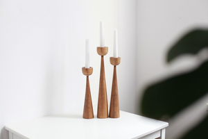 Ensemble de 3 chandeliers en bois, style scandinave, rustique primitif, porte-bougies de style japonais, supports de bougies en bois naturel - Product Image 5