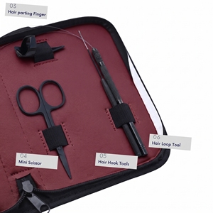 Kit d'outils pour extensions de cheveux à micro-anneaux de salon, comprenant pince d'ouverture et de fermeture en acier inoxydable, crochet de tirage, applicateur de boucles et outil de sertissage de perles - Product Image 5
