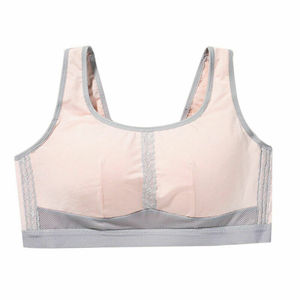 Sujetador deportivo sin costuras para mujer, cuello redondo, espalda cruzada, sujetador de yoga, malla transpirable, soporte medio, color liso, top de entrenamiento - Product Image 3