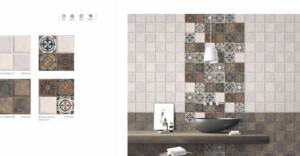 Carreaux de sol intérieurs en céramique brillante, bleus et dorés, colorés, avec motif floral décoratif, Piazza Olympia 300x300 - Product Image 5